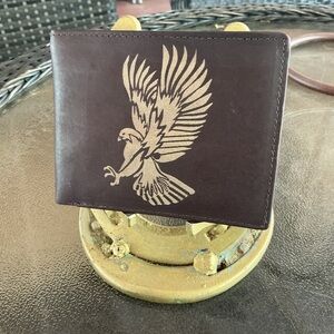 Men's Brown Leather Wallet with Eagle Design